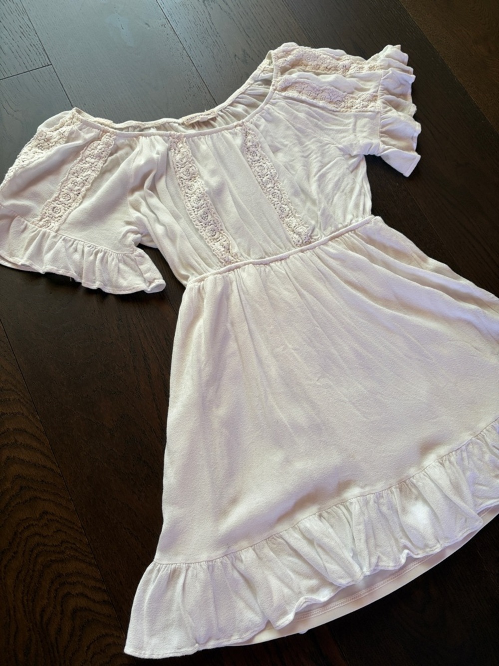 White Ruffle Off-Shoulder Dress - Picture 4 of 5